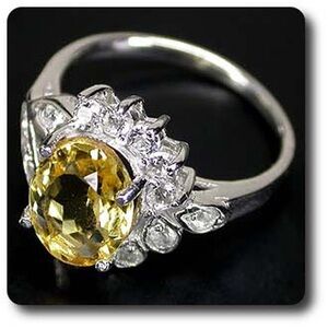 Gold plated Elegant Silver and Yellow Gemstone Ring size 8